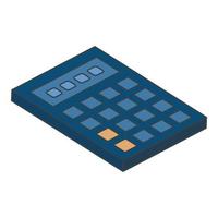 icono de calculadora de oficina, estilo isométrico vector