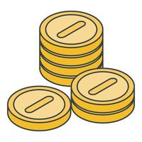 Metal coins stack icon, isometric style vector