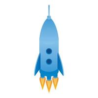 Flying rocket icon, isometric style vector