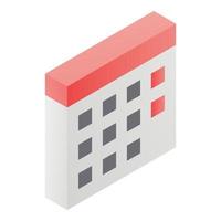 Office table calendar icon, isometric style vector