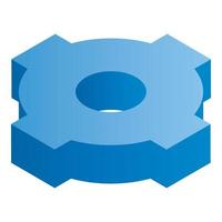 Blue gear system icon, isometric style vector