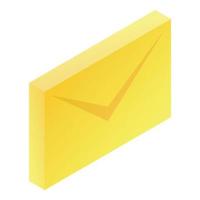 Yellow mail icon, isometric style vector