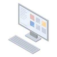 Desktop computer icon, isometric style vector