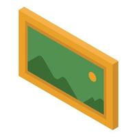Mountain picture icon, isometric style vector