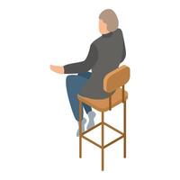 Man at bar chair icon, isometric style vector