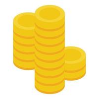 Coins stack icon, isometric style vector