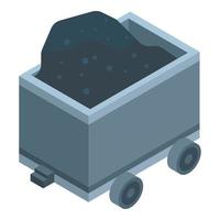 Trolley with coal icon, isometric style vector