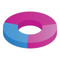 Colorful pie chart icon, isometric style vector