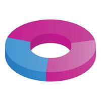 Colorful pie chart icon, isometric style vector