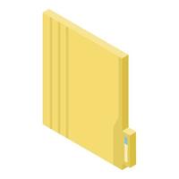 Yellow file folder icon, isometric style vector