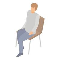 Man at soft chair icon, isometric style vector