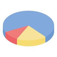 Pie chart icon, isometric style vector