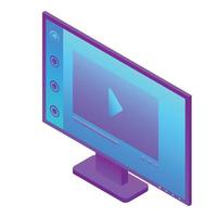 Computer monitor icon, isometric style vector