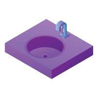 icono de lavabo de baño, estilo isométrico vector