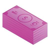 icono de pila de billetes, estilo isométrico vector