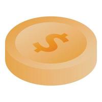 Gold dollar coin icon, isometric style vector