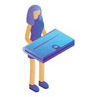 Woman with wallet icon, isometric style vector