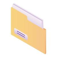 Yellow folder icon, isometric style vector