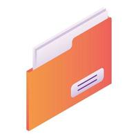 Red folder icon, isometric style vector