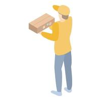 Delivery man box icon, isometric style vector