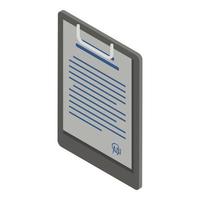 Document clipboard icon, isometric style vector