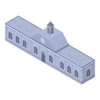 Railway city building icon, isometric style vector