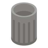 Metal garbage bin icon, isometric style vector