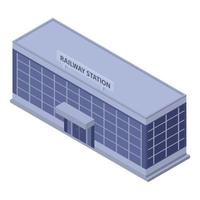 Railway building station icon, isometric style vector