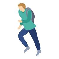 Young man running icon, isometric style vector