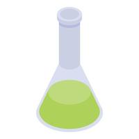 Lime color flask icon, isometric style vector