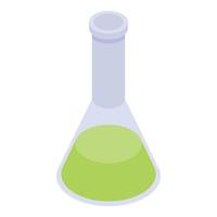 Lime color flask icon, isometric style vector