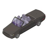 Black cabriolet icon, isometric style vector