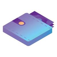 Money wallet icon, isometric style vector