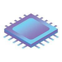 Computer processor icon, isometric style vector