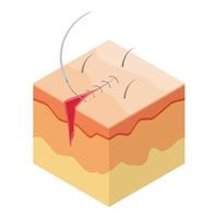 Surgical suture icon, isometric style vector
