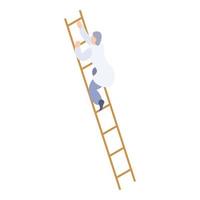Scientific man on staircase icon, isometric style vector
