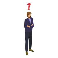 Man having question icon, isometric style vector