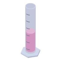 Pink test tube icon, isometric style vector