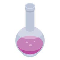 Pink liquid flask icon, isometric style vector