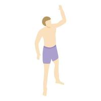 Boy ready for jump in pool icon, isometric style vector