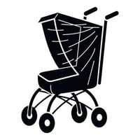 Pram icon, simple style vector