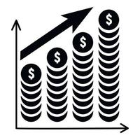 icono de gráfico de monedas de dinero, estilo simple vector