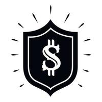 Dollar shield icon, simple style vector