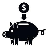 Coin piggy bank icon, simple style vector