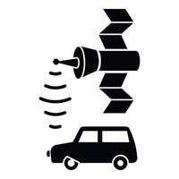 Smart car satellite connection icon, simple style vector