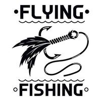 Flying fishing logo, simple style vector