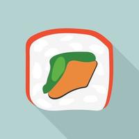 Asian sushi roll icon, flat style vector