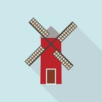 Windmill icon, flat style vector