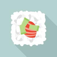 Rice vegetables sushi icon, flat style vector