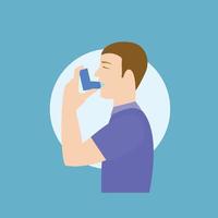 Man use inhaler concept banner, flat style vector